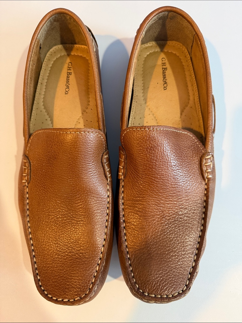G.H. Bass & Co. Tan Leather Slip-On  Casual Driving Loafers Carlo Men’s 12